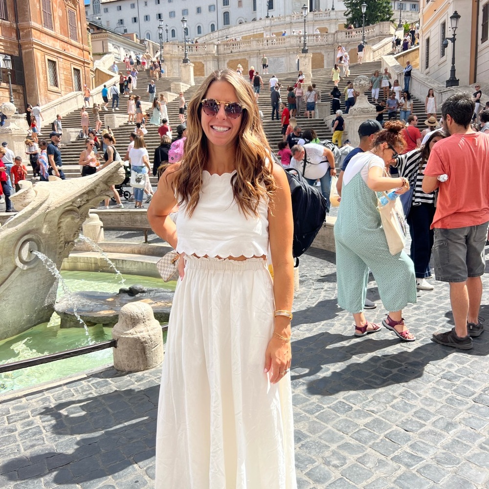 Elegant White Maxi Skirt and top